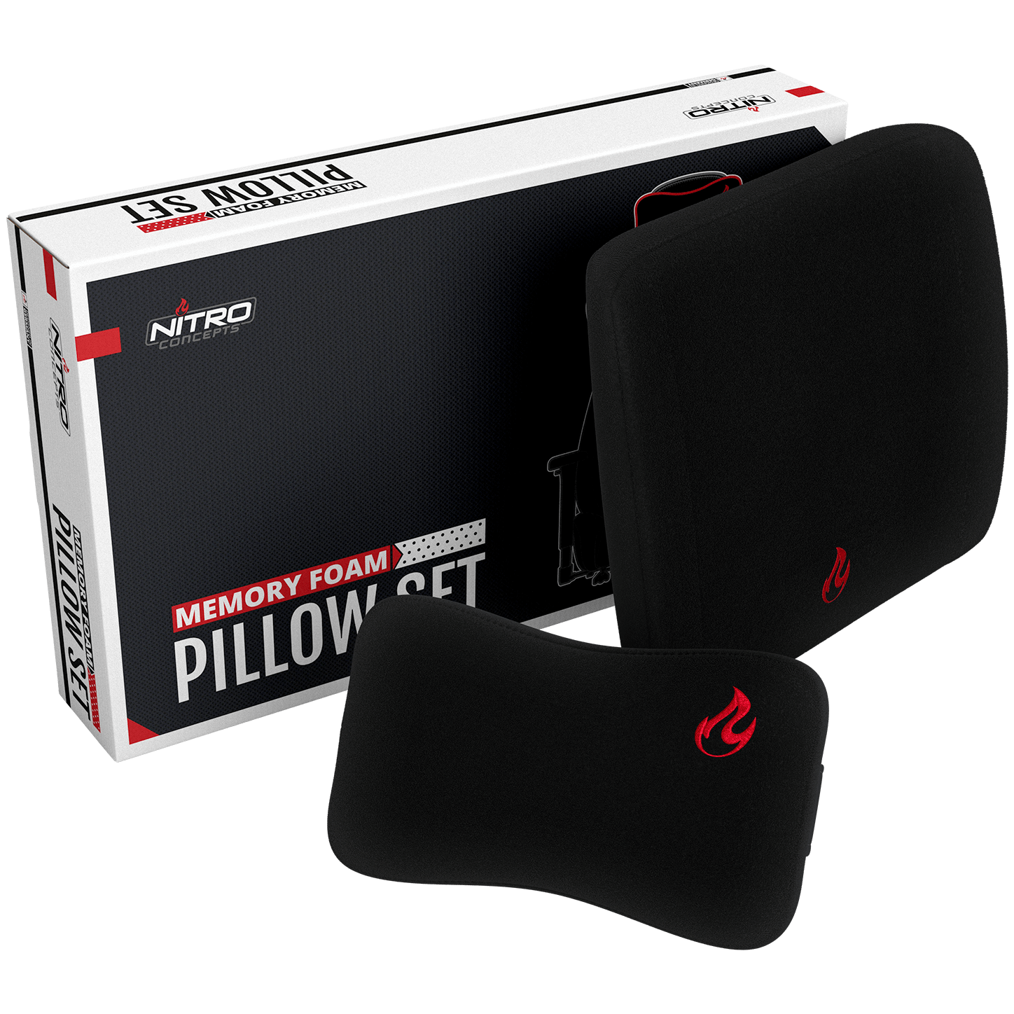 nitro-concepts - Memory Foam Kissen-Set schwarz/rot