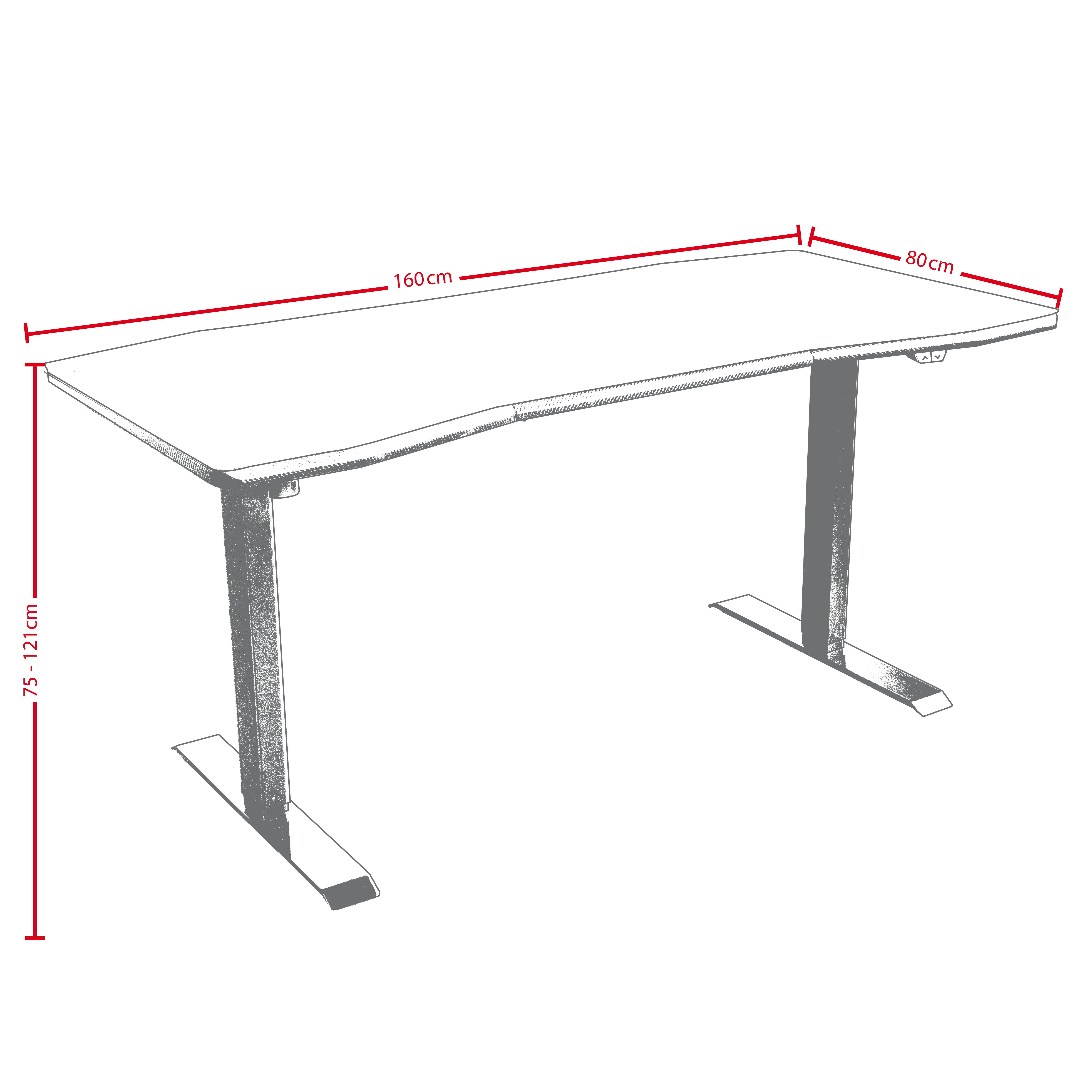 Gaming Desk D16e Carbon Red Electrically Adjustable Height